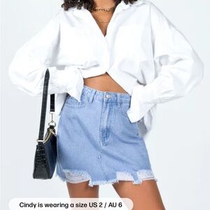 Princess Polly Light Blue Denim Skirt NWT